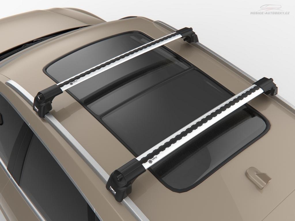 Priečniky Turtle Volvo XC90 2015-2024 integrované pozdĺžniky, strieborné tyče