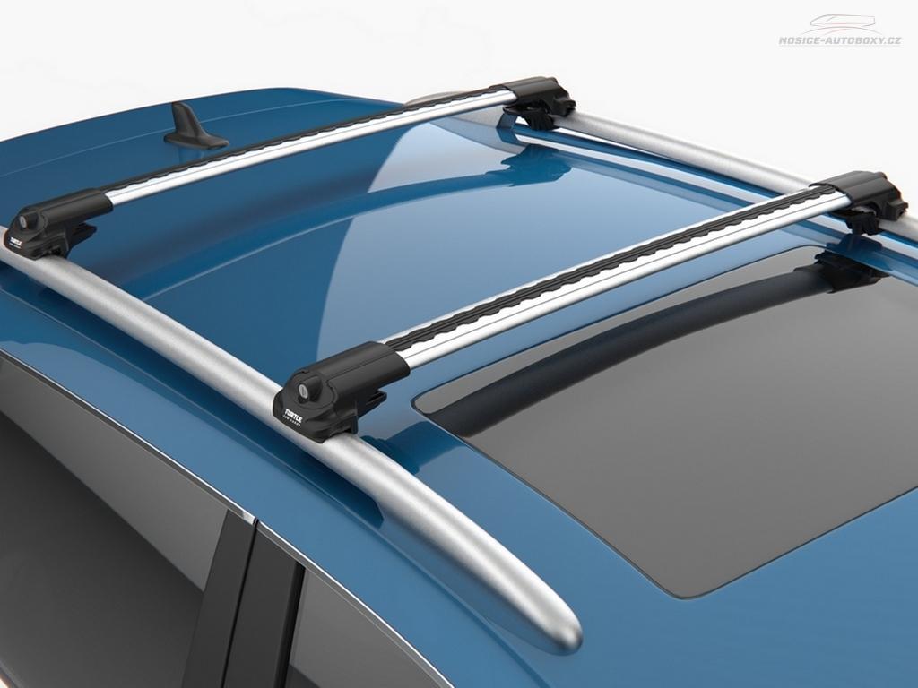 Priečniky Turtle Volkswagen Touran II 2015-2022 s pozdĺžnikmi, strieborné tyče